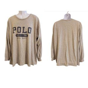 Polo Gray Logo Pullover Long Sleeve T-Shirt Size XL